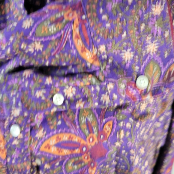 Womans Chaps No Iron Floral Long Sleeve 100% Cotton Button Front Purple Size 2XL - Picture 4 of 11